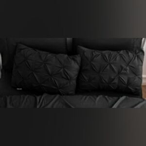 Bed Bath & Beyond Black Pin Tucked Pillow Covers